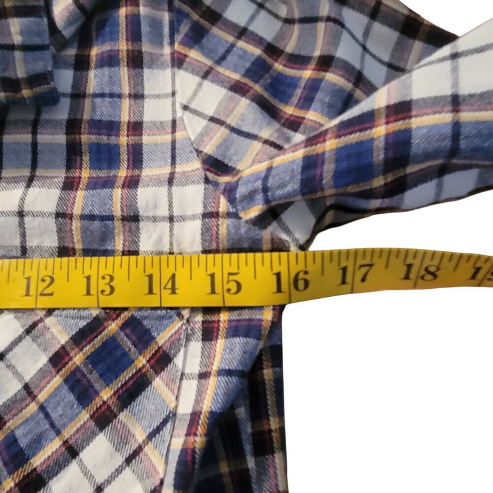 Y2K 100% Cotton Plaid Button Front Long Sleeve Flannel Shirt Women's S - Picture 9 of 11